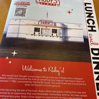 Ruby's Diner - Menu cover - American Near Me - San Clemente, California