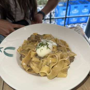 Ôven - Paparadelle with mushrooms and poached egg - Italian Near Me - Madrid, M Ôven - Paparadelle with mushrooms and poached egg - Italian Near Me - Madrid, M