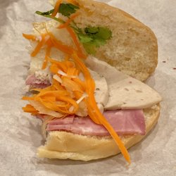 Boba Tea & Coffee - 1. Ham and Steamed Pork Sandwich "with cilantro." The other half didn't even have leaves, just two stem pieces.