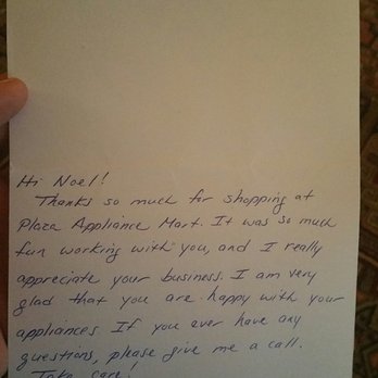 Plaza Appliance Mart - Hand written Thank You - Appliances Near Me - Charlotte, North Carolina Plaza Appliance Mart - Hand written Thank You - Appliances Near Me - Charlotte, North Carolina