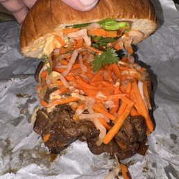 Pigly OG loaded sandwich. The veggies are pickled nicely and there was a great amount of meat. Pigly OG loaded sandwich. The veggies are pickled nicely and there was a great amount of meat.