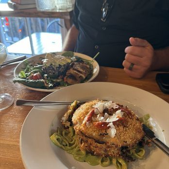 Longleaf Craft Kitchen &  Bar - Eggplant parmigiana and chicken salad with cranberries. So incredible! - Bars Near Me - Wimberley, Texas