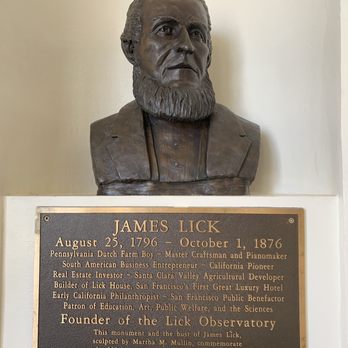 Lick Observatory - James Lick bust - Observatories Near Me - Mount Hamilton, California Lick Observatory - James Lick bust - Observatories Near Me - Mount Hamilton, California