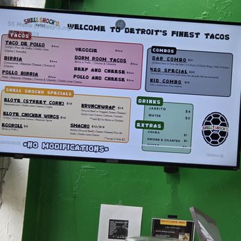 Shell Shock'd Tacos - Menu - Tacos Near Me - Detroit, Michigan