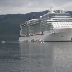 Icy Strait Point - Our ship tendered out in the bay at Icy Strait Point