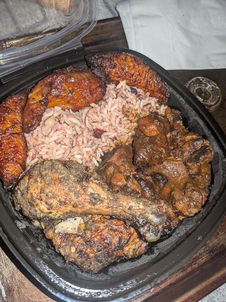 Food from Mr B's Caribbean Grill