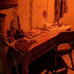 Coffin Creek Haunted Village - The office of Dr. Skinner. Cosmetic surgery.