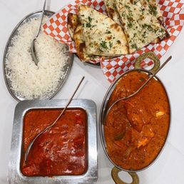 Chicken Tikka Masala, Butter Chicken, and Garlic Naan Chicken Tikka Masala, Butter Chicken, and Garlic Naan