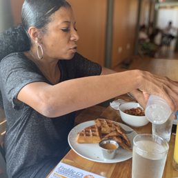 That's Amore aerial shot of the chicken and waffles