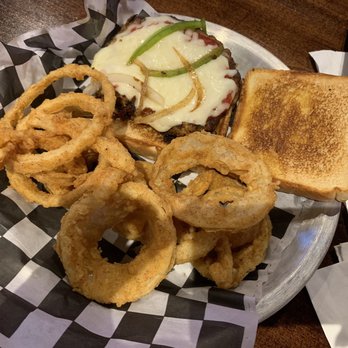 The Draft 1488 - Bland ass meatloaf sandwich with two tiny pieces or peppers and onions. Onion rings were good and plenty of them - Sports Bars Near Me - Magnolia, Texas The Draft 1488 - Bland ass meatloaf sandwich with two tiny pieces or peppers and onions. Onion rings were good and plenty of them - Sports Bars Near Me - Magnolia, Texas