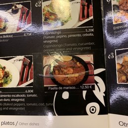 Paella on menu Paella on menu