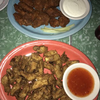 821 Café - Dozen Wings on top & Fried Artichoke on bottom! - New American Near Me - Richmond, Virginia