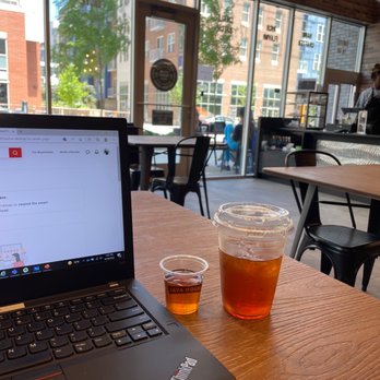 Java House - Sample cup and medium iced Island Passion tea - Coffee & Tea Near Me - Indianapolis, Indiana