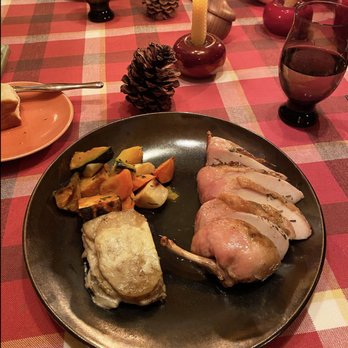 Wood - Roast Chicken, Potato Gratin and Roasted Root Vegetables. The chicken was plump, moist and SO flavorful... and absolutely delicious. - Bars Near Me - Chicago, Illinois