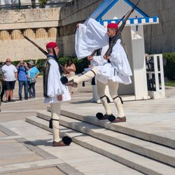 The changing of the guard outside the palace in Athens. An ancient tradition!