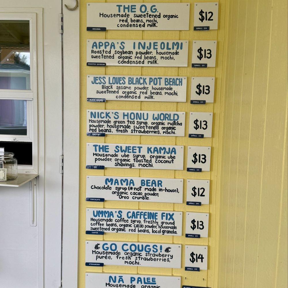Familee Korean Shave Ice - Menu - Desserts Near Me - Kapaʻa, Hawaii
