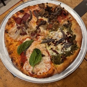 Pizzeria Luca - Pizzeria Luca.  Four pizzas in one: Margherita,  Pesto, Calabria, and Modena. - Pizza Near Me - Albuquerque, New Mexico