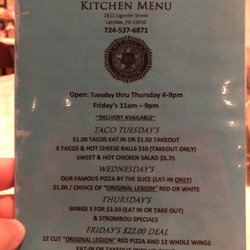 American Legion Post 515 - Menu page 1 of 4