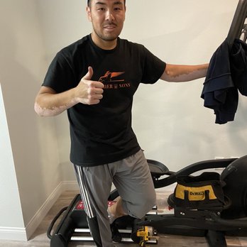 Father & Sons Moving - Nursultan helping reassemble my elliptical, not an easy task. Only something a pro could do. - Movers Near Me - Pasadena CA, California
