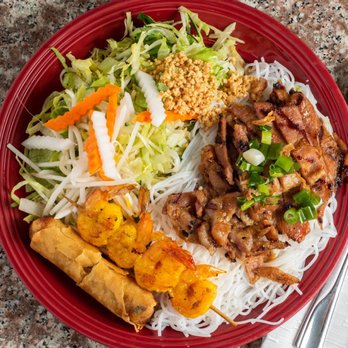 Pho Xe Lua - Grilled Pork with Shrimp and Egg Roll over Vermicelli - Vietnamese Near Me - Sacramento, California Pho Xe Lua - Grilled Pork with Shrimp and Egg Roll over Vermicelli - Vietnamese Near Me - Sacramento, California