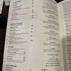 Roma Italian Restaurant - Menu as of 5/16/24