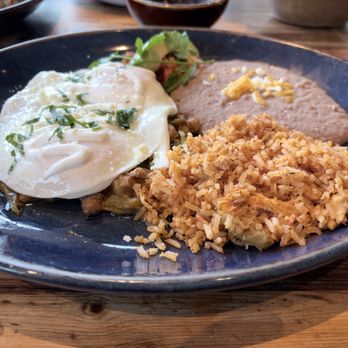 Goode Company Kitchen & Cantina - Green Chili Pork Guisada w/2 over easy eggs, rice & beans - Mexican Near Me - Shenandoah, Texas Goode Company Kitchen & Cantina - Green Chili Pork Guisada w/2 over easy eggs, rice & beans - Mexican Near Me - Shenandoah, Texas