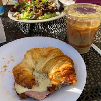 Ren Coffeehouse - Buddha salad and ham and Swiss croissant w a perfect short double iced latte. - Coffee & Tea Near Me - Tucson, Arizona