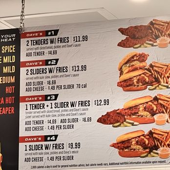 Dave's Hot Chicken - Menu - Chicken Shop Near Me - Westerville, Ohio Dave's Hot Chicken - Menu - Chicken Shop Near Me - Westerville, Ohio