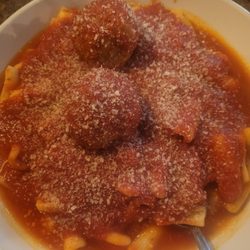 Cavatelli and meatballs.  Sooo delicious
