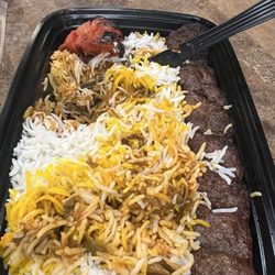 Caspian Mediterranean Grill - Lubia polo w/ beef kubideh