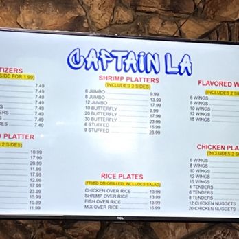 Captain La Fish Chicken And More - First page of menu - Seafood Near Me - Arlington, Texas