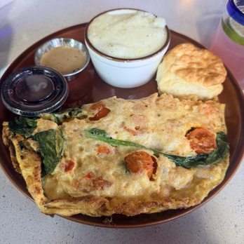 Just Brunch Breakfast Bar - Seafood Lovers Omelet with grits and biscuit - Breakfast & Brunch Near Me - Duluth, Georgia