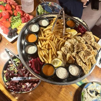 Ambiance - Shawarma wrap, french fries and fruit platter - Mediterranean Near Me - San Diego, California