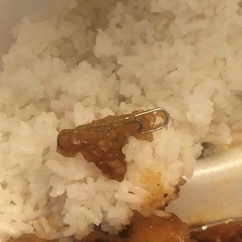 Little Wok - Orange Chicken with a paper clip - Chinese Near Me - Evanston, Illinois