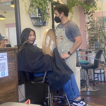New You Salon - The artist at work, one pleased customer - Hair Salons Near Me - Albany, California New You Salon - The artist at work, one pleased customer - Hair Salons Near Me - Albany, California
