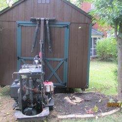 Creative Outdoor Sheds - The shed mule avoiding the grape vine (90' from street).