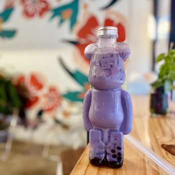 Cha Cha Boba Tea Shoppe - Taro Taro Milk Tea + Lychee Jelly in Bear Cup - Bubble Tea Near Me - Little Rock, Arkansas Cha Cha Boba Tea Shoppe - Taro Taro Milk Tea + Lychee Jelly in Bear Cup - Bubble Tea Near Me - Little Rock, Arkansas
