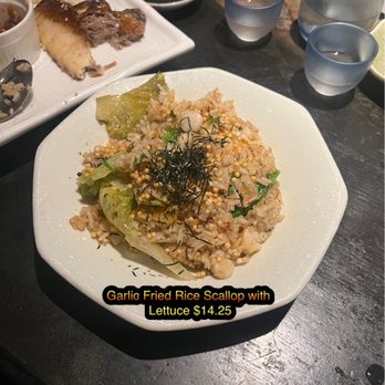 Izakaya Naru - Garlic Fried Rice with Scallops and Lettuce $14.25 Monday October 7, 2024 - Izakaya Near Me - Honolulu, Hawaii