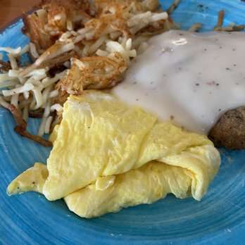 McDavid's Cafe - Scrambled eggs, country fried steak and hashbrowns. - Breakfast & Brunch Near Me - Steinhatchee, Florida