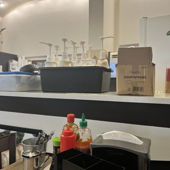 Pho Tastic Too - Box with stuff in it and tub full of something right on the counter - Vietnamese Near Me - Corpus Christi, Texas