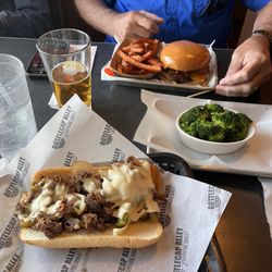 Bottlecap Alley Icehouse - Philly Cheesesteak and Steamed Broccoli