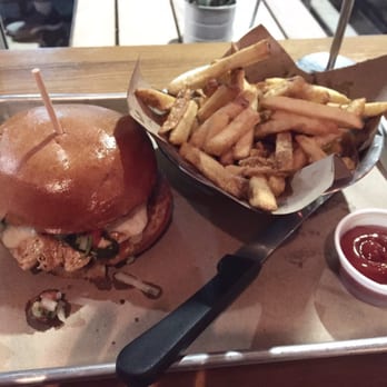 Little Stack Haystack Burgers - taos chicken sandwich with a side of fries - Burgers Near Me - Richardson, Texas