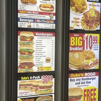 Duke's - a menu for a burger restaurant - Diners Near Me - La Puente, California Duke's - a menu for a burger restaurant - Diners Near Me - La Puente, California