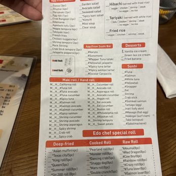 Edo Japan - All you can eat menu - Sushi Bars Near Me - Pearland, Texas