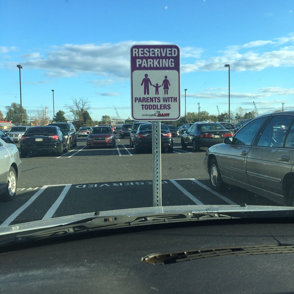 Parking reserved for parents with toddlers! This is the first time I've seen this. It's on the far side by the Deli entrance.