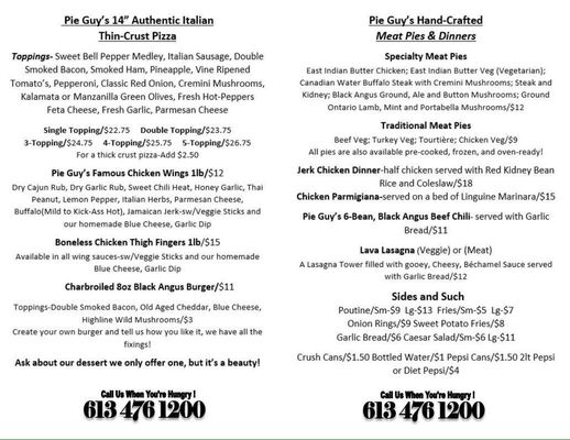 Menu photo 2 Pie Guy's Pizzeria Picton, ON