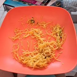Noodle pieces, no strands, fell right through my fork
