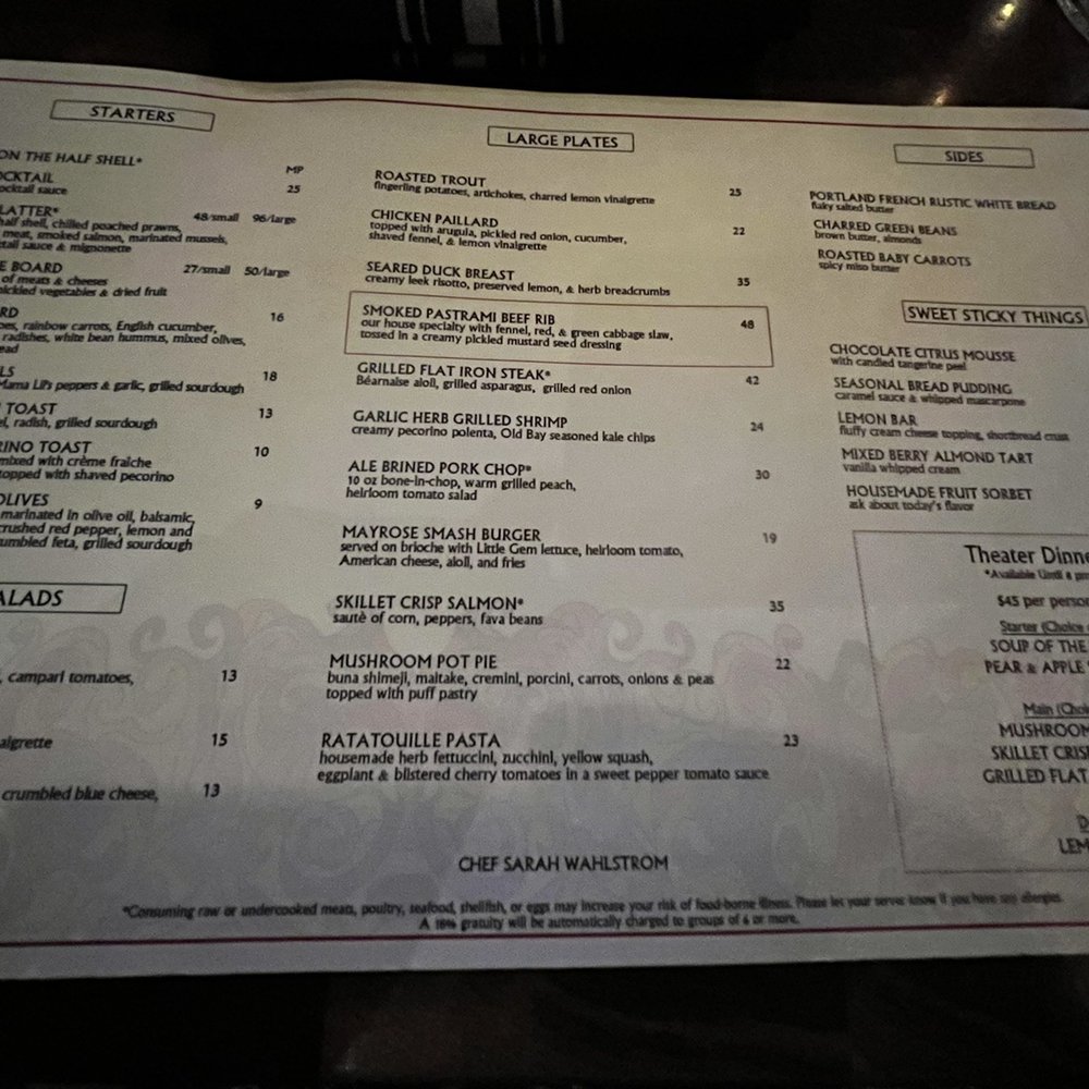 Mayrose - Food menu - New American Near Me - Portland, Oregon