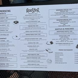 The menu for breakfast in English The menu for breakfast in English
