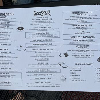 Rooster - The menu for breakfast in English - Cafeteria Near Me - Cancún, ROO Rooster - The menu for breakfast in English - Cafeteria Near Me - Cancún, ROO